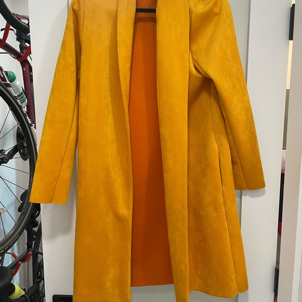Zara Golden Yellow Mustard Tailored Faux Suede Jacket